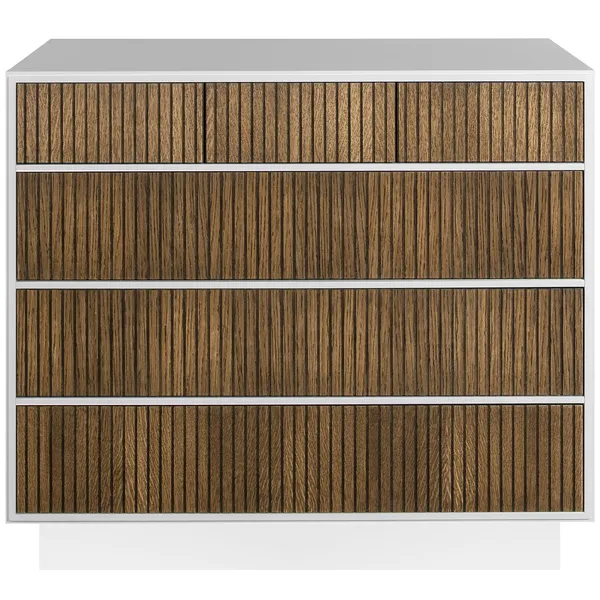 Line Burned Walnut Chest Of Drawers With 6 Drawers White