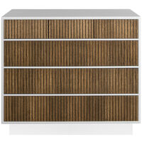 Line Burned Walnut Chest Of Drawers With 6 Drawers White