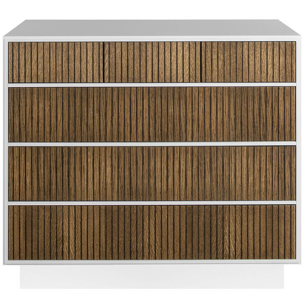 Line Burned Walnut Chest Of Drawers With 6 Drawers White