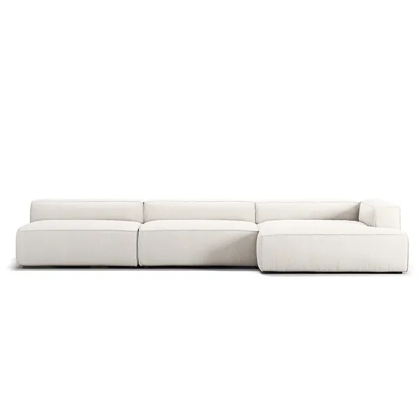 Grand 5-Sitssoffa schäslong Höger Bouclétyg Steam White
