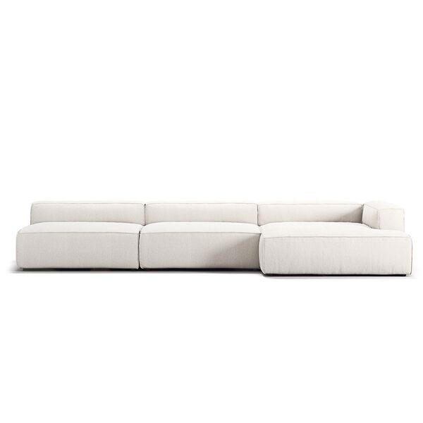 Grand 5-Sitssoffa schäslong Höger Bouclétyg Steam White