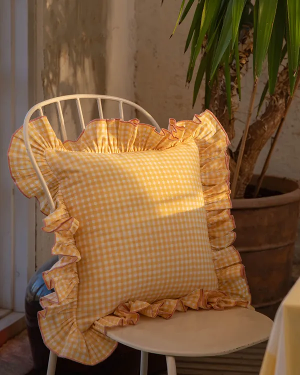 Vichy Pudebetræk 40x40 cm Gult