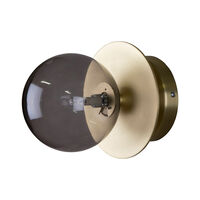 Art Deco Vegg-/Taklampe Røykfarget / Messing