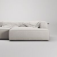 Grand 25-Sitssoffa öppet avslut Vänster Minetyg Moon White