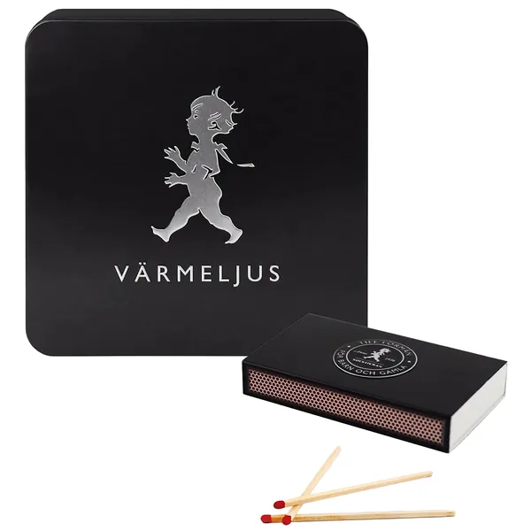 Set Med Värmeljuslåda + Tändsticksask Svart