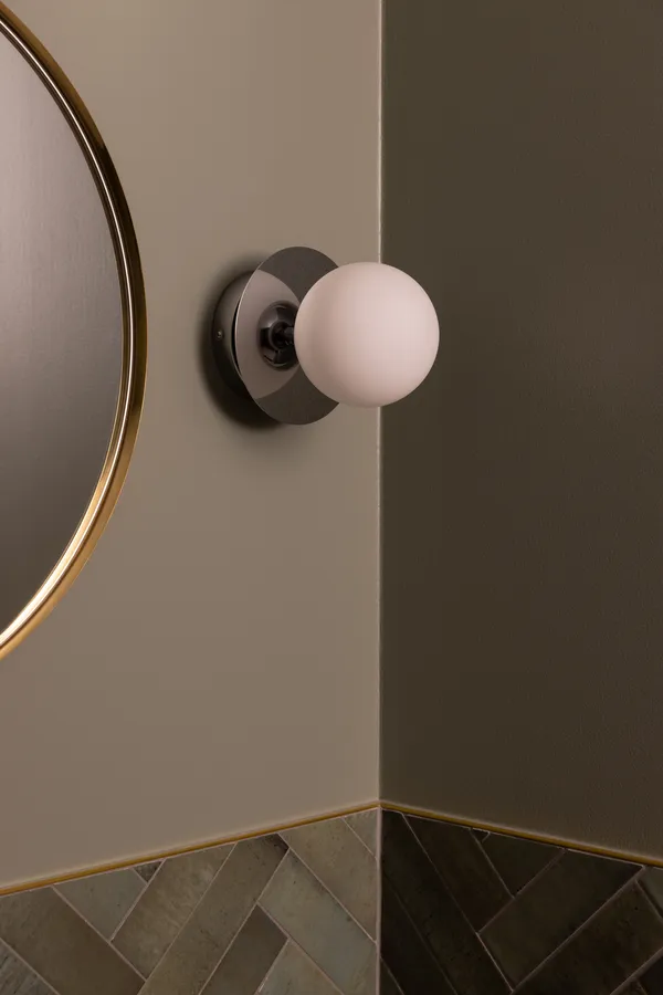 Art Deco Vägg-/Taklampa Krom / Vit