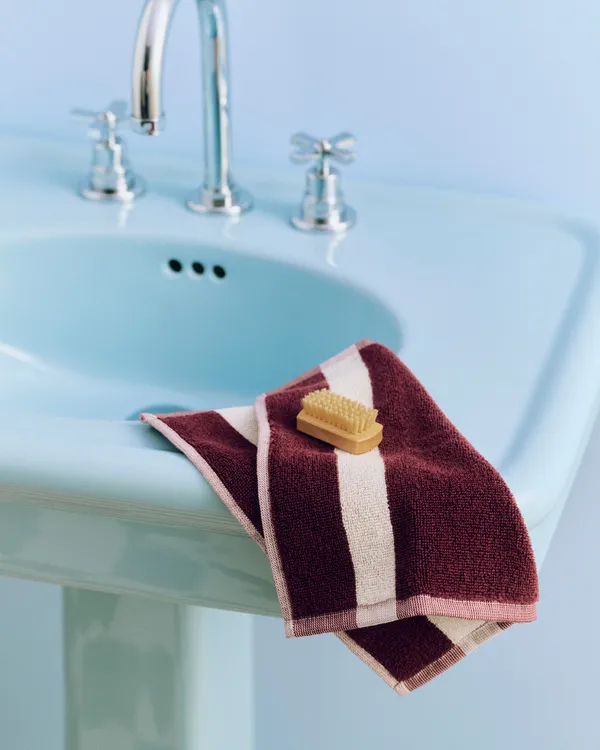 Stripe Washcloth 30x30 cm Burgundy