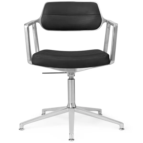453+ Svingstol Polert Aluminium / Black Leather