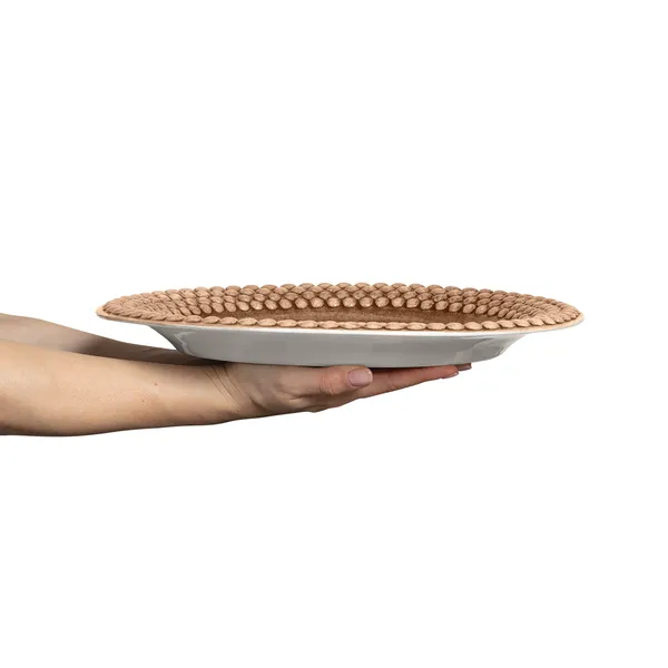 Bubbles Oval Platter 35 cm Cinnamon