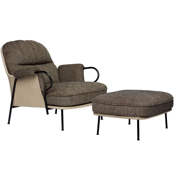 Lyra Armchair With Footstool Vintage Cognac