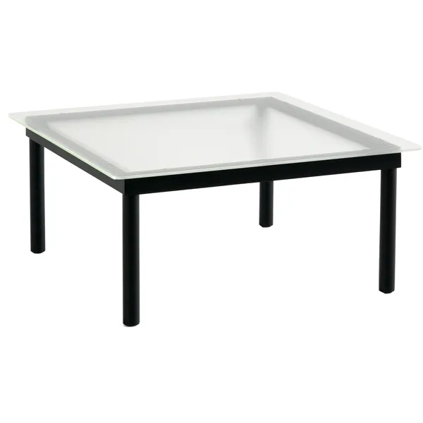 Kofi Soffbord 80x80 cm Svart Vattenbaserad Lackad Ek / Räfflat Glas