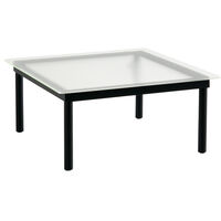 Kofi Soffbord 80x80 cm Svart Vattenbaserad Lackad Ek / Räfflat Glas