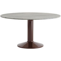 Midst Spisebord Ø140 cm Grå Marmor / Mørkerødt