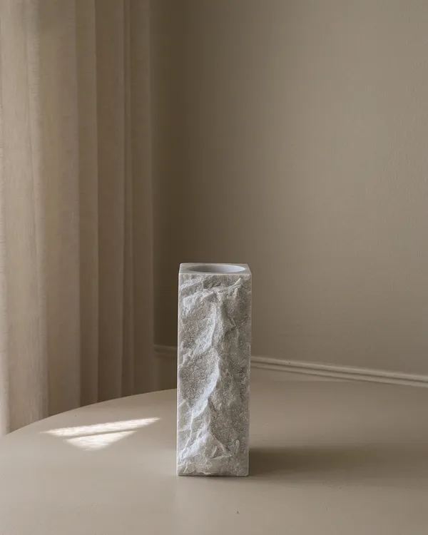 Edge Vase Medium White Carrara