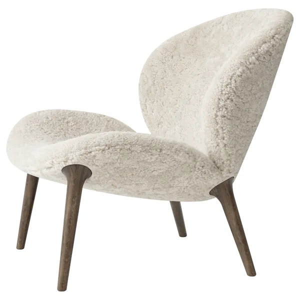 Lodge Lenestol Lav Rygg Mørk Eik / Curly 09 Off-White