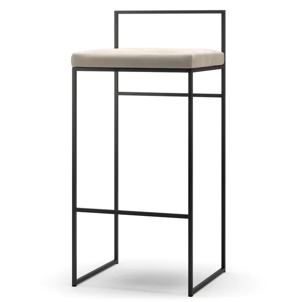 Baarijakkara Selkänojalla 90 cm Musta / Beige Sametti