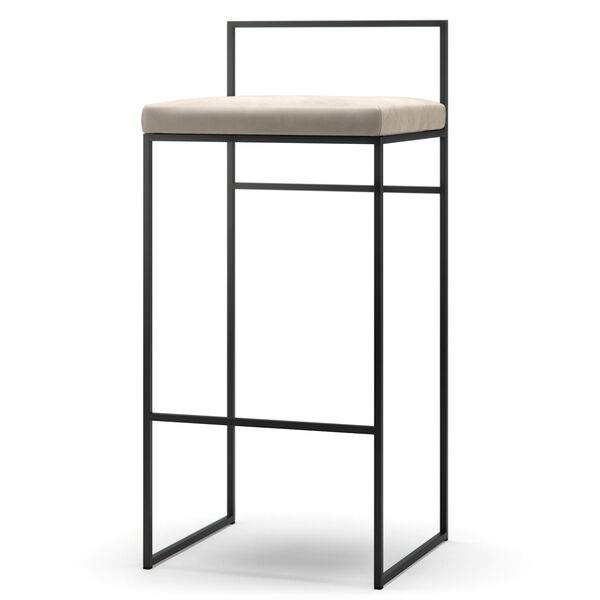 Baarijakkara Selkänojalla 90 cm Musta / Beige Sametti
