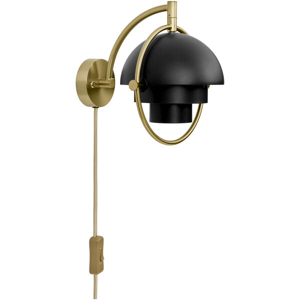 Multi-Lite Vegglampe Black Semi Matt / Brass