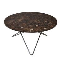 O Table Sofabord Ø80 cm Sort Stativ/Brun Marmor