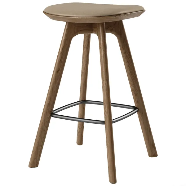 Pauline Barstol 65 cm Røget Eg / Læder Mandelfarvet