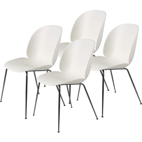 Beetle Dining Chair Unupholstered Conic Base Black Set Of 4 Alabaster White
