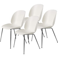 Beetle Dining Chair Unupholstered Conic Base Black Set Of 4 Alabaster White