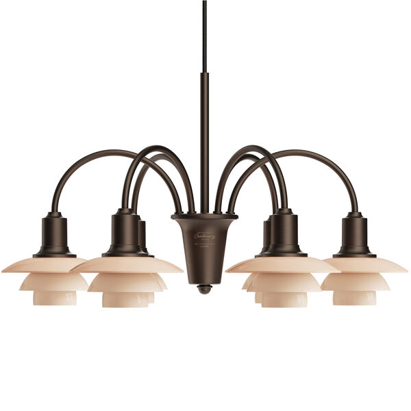 PH 1/1 Lysekrone Med 6 Armer Centenary Edition Aged Brass / Dusty Terracotta