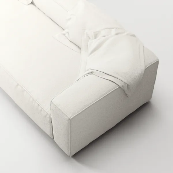 Grand 3-Sitssoffa Bouclétyg Steam White