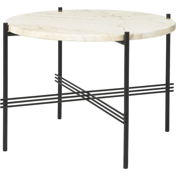 TS Sofabord 55 cm Sort / Neutral hvid Travertin