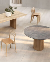 494 Cabin Table Ø130 cm Grey Marble / Light Oak