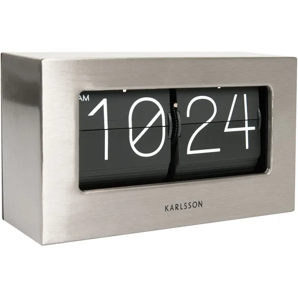 Boxed Flip Wall/Table Clock Brushed Steel
