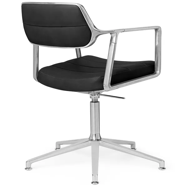 453+ Svingstol Polert Aluminium / Black Leather