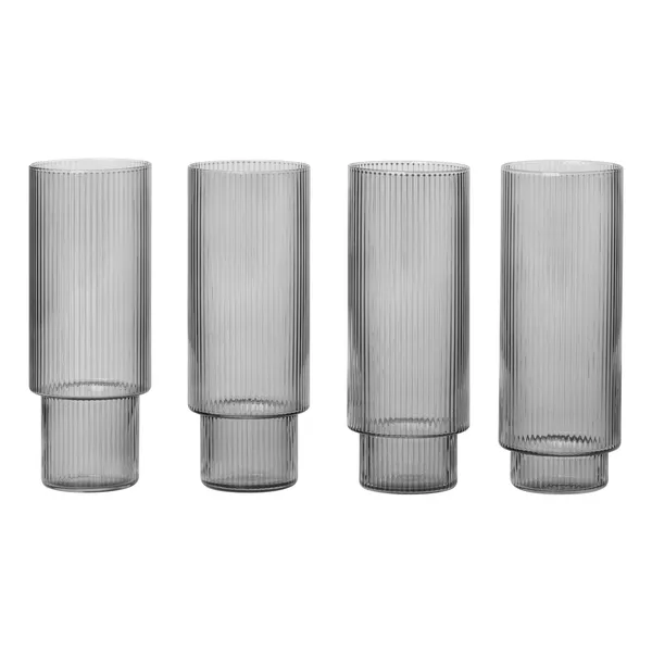 Ripple Longdrinkglass 4-pk Smoked Gray