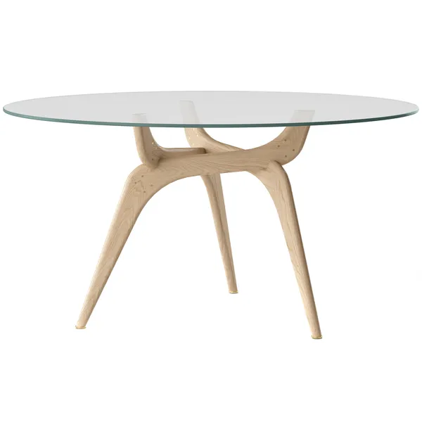 Triiio Matbord Ø135 cm Obehandlad Ek / Klarglas