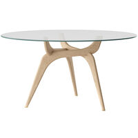 Triiio Matbord Ø135 cm Obehandlad Ek / Klarglas