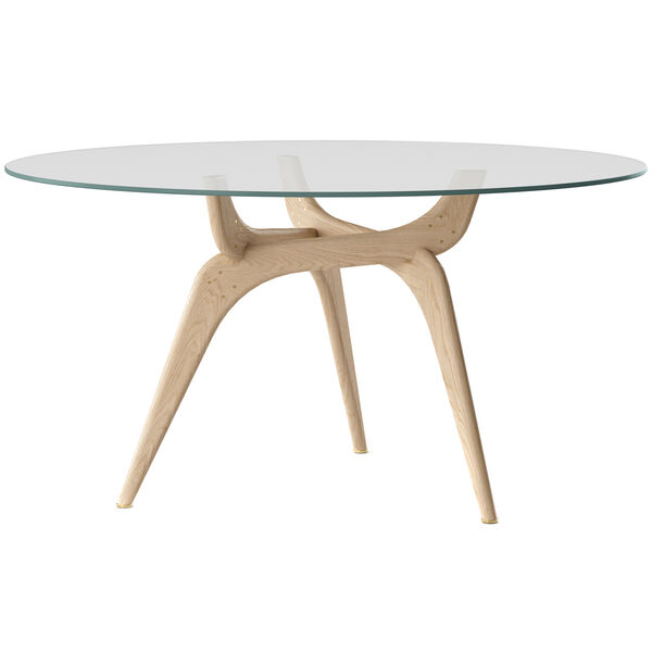 Triiio Matbord Ø135 cm Obehandlad Ek / Klarglas