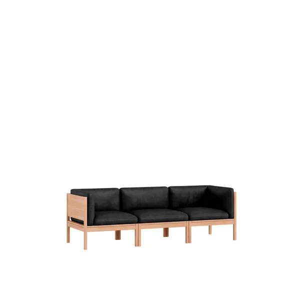 Modular 3-Seters Sofa Med Sider Eik/SA Leather Svart