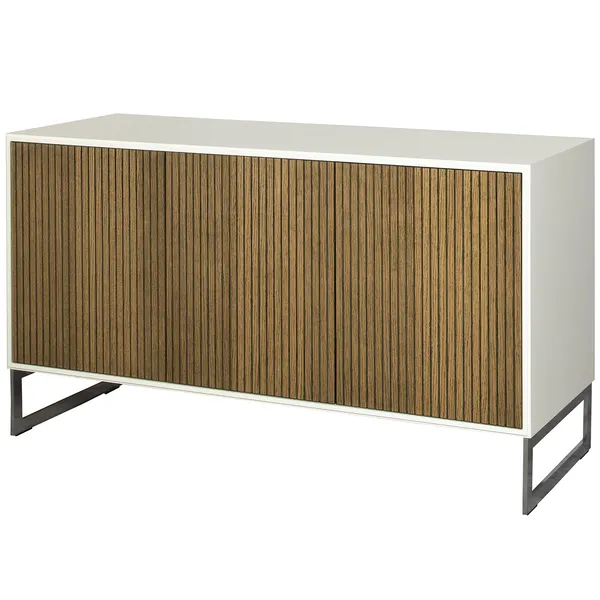 Line Burned Walnut Sideboard 3 Doors White/Chrome