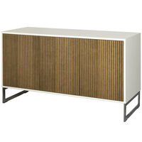 Line Burned Walnut Sideboard 3 Doors White/Chrome