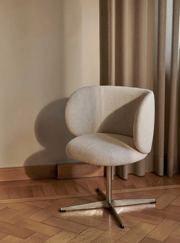 Rico Dining Swivel Bouclé Ruokailutuoli Luonnonvalkoinen