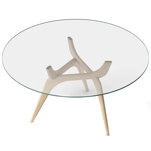 Triiio Matbord Ø135 cm Obehandlad Ek / Klarglas