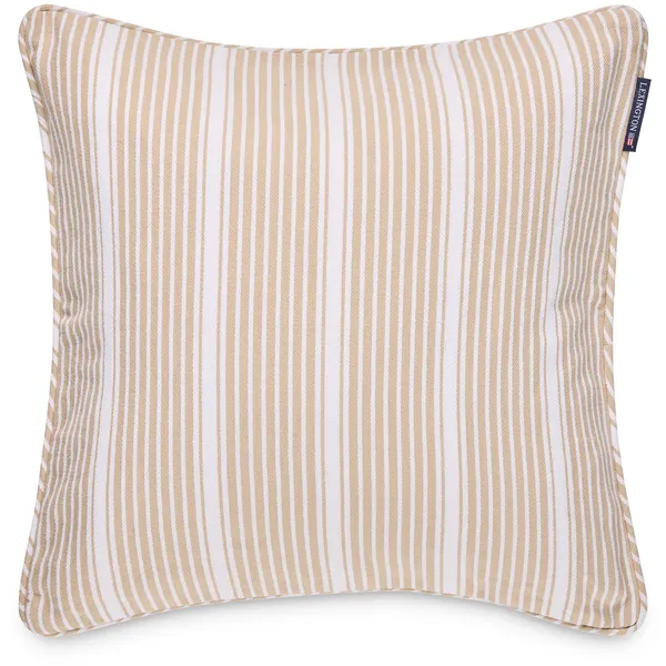Classic Striped Organic Cotton Twill Tyynynpäällinen 50x50 cm Valkoinen / Beige