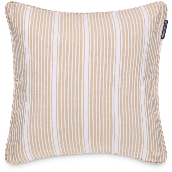 Classic Striped Organic Cotton Twill Tyynynpäällinen 50x50 cm Valkoinen / Beige