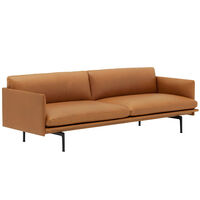 Outline Sofa 3-Pers Sort Aluminium / Refine Leather Cognac