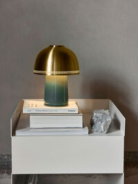 Raku Bordlampe Blue Green / Messing