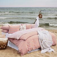 Striped Cotton Poplin Sengesett 220x220 + 50x60x2 cm Terra