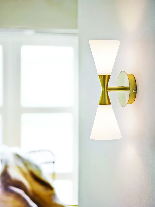 Harlekin Duo Væglampe Messing/Hvid