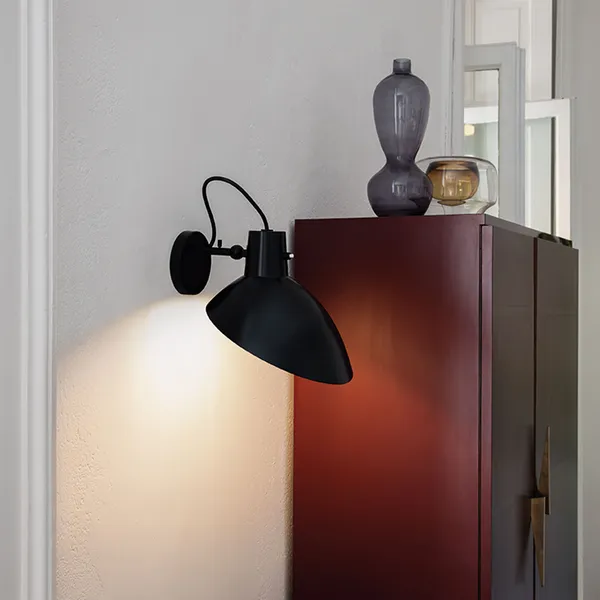 VV Cinquanta Wall Brass Mount Black Reflector with Switch