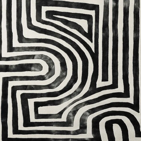Psychedelic Labyrinth Rug Charcoal