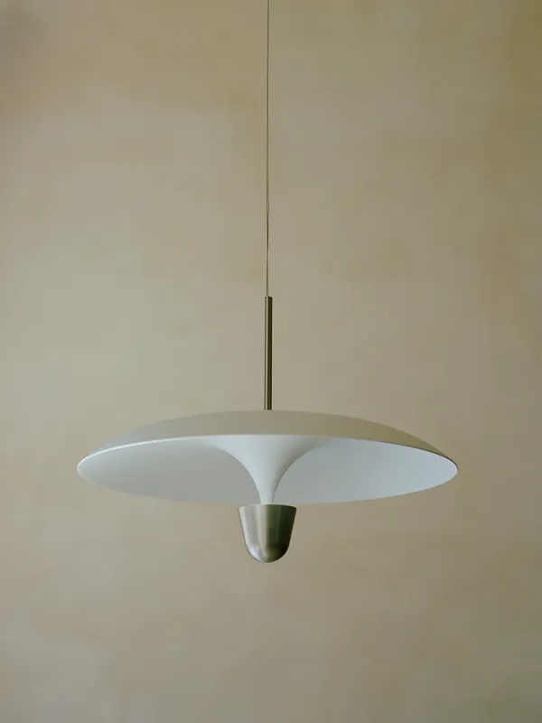 Kantarell Pendel 55 cm Aluminium / Vit